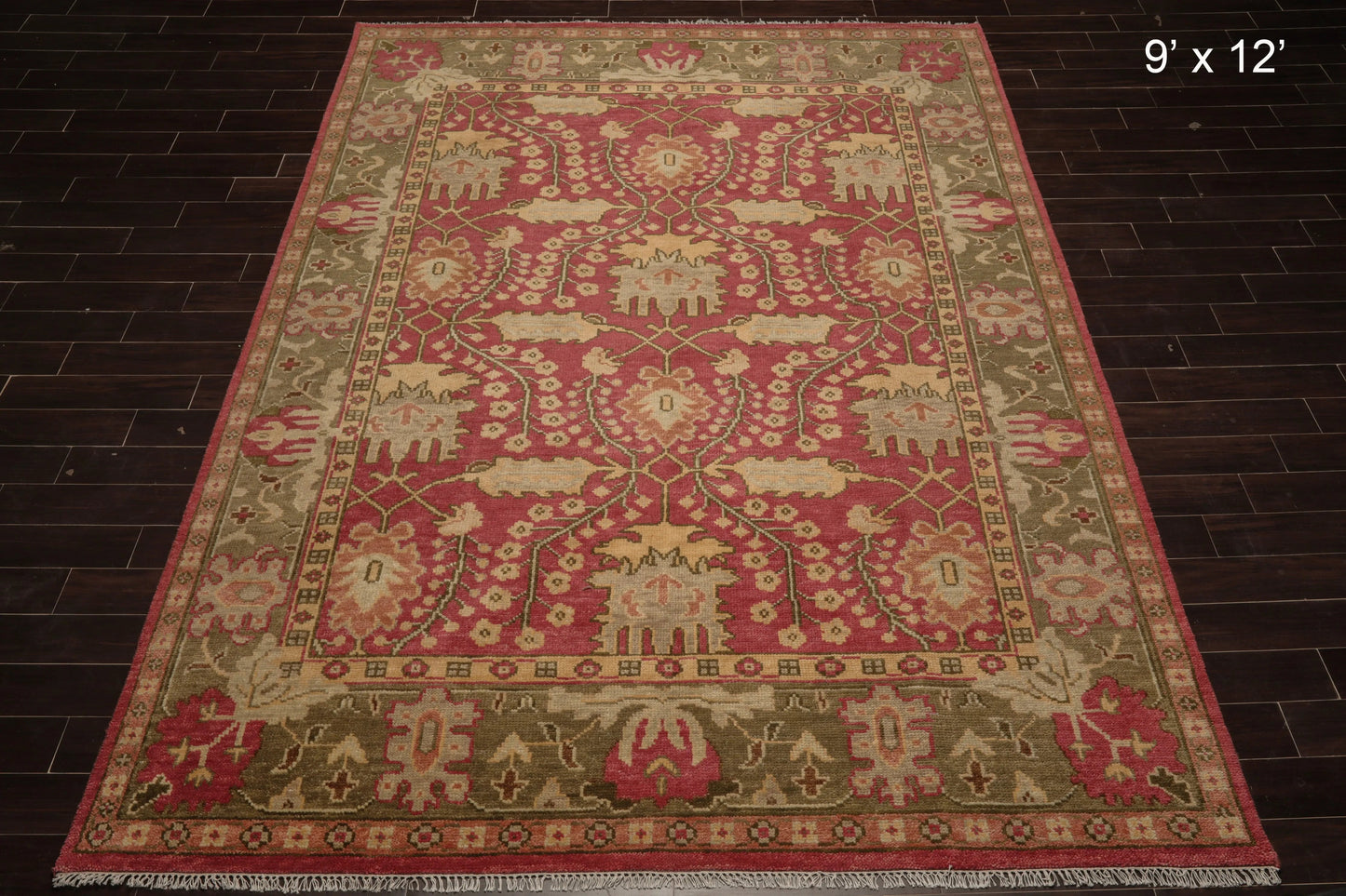 Multi Sizes Hand Knotted LoomBloom Muted Turkish Oushak 100% Wool Traditional Oriental Area Rug Raspberry, Sage Color