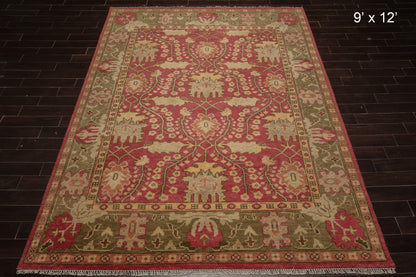 Multi Sizes Hand Knotted LoomBloom Muted Turkish Oushak 100% Wool Traditional Oriental Area Rug Raspberry, Sage Color