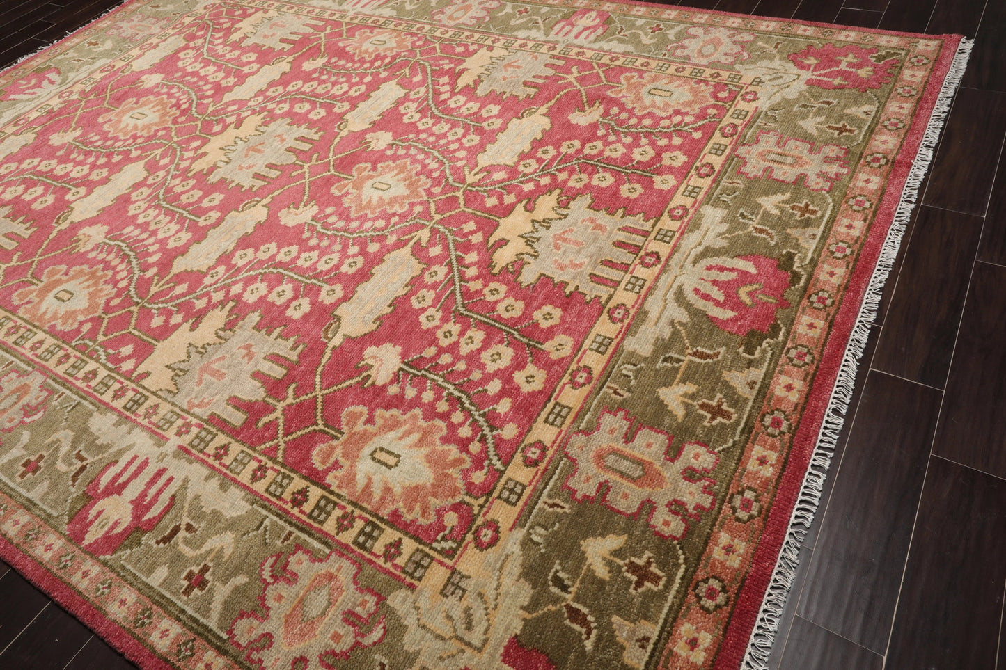 Multi Sizes Hand Knotted LoomBloom Muted Turkish Oushak 100% Wool Traditional Oriental Area Rug Raspberry, Sage Color