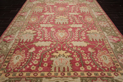 Multi Sizes Hand Knotted LoomBloom Muted Turkish Oushak 100% Wool Traditional Oriental Area Rug Raspberry, Sage Color