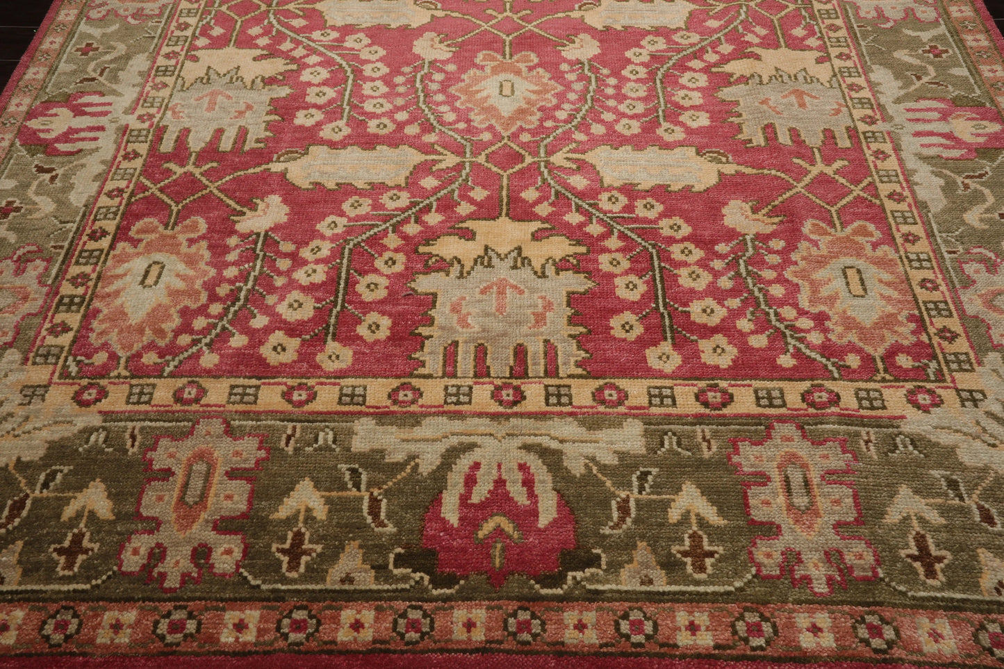 Multi Sizes Hand Knotted LoomBloom Muted Turkish Oushak 100% Wool Traditional Oriental Area Rug Raspberry, Sage Color