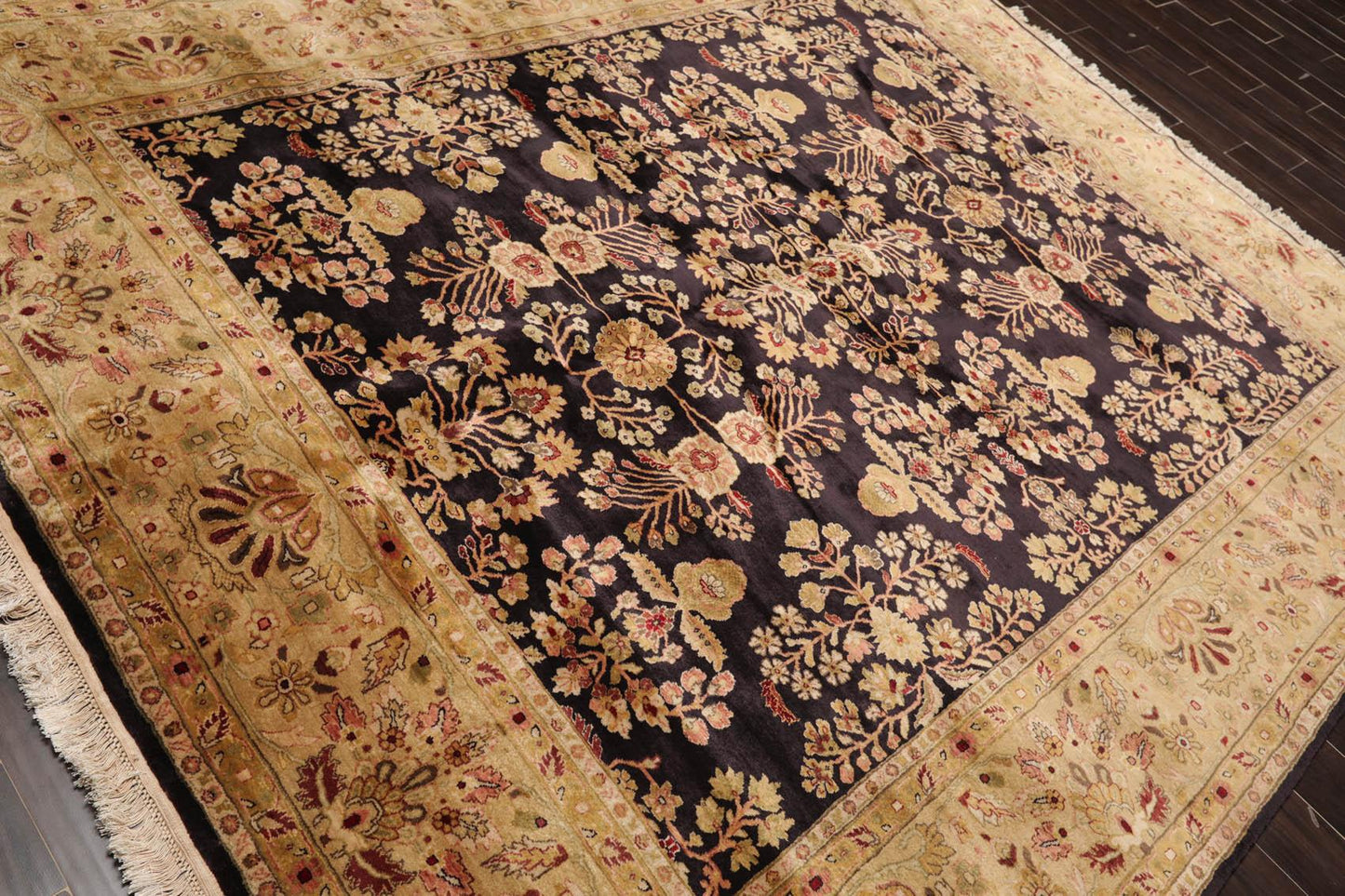Hand Knotted Wool Sarouk 250KPSI Oriental Area Rug Dark Chocolate 7'11" x 9'10"