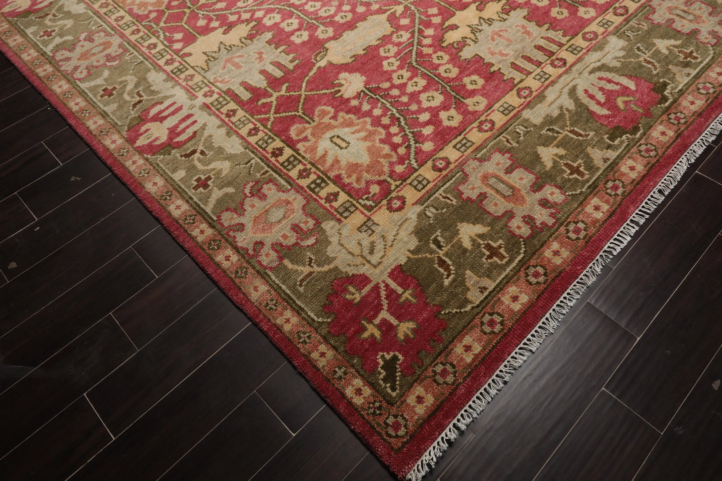 Multi Sizes Hand Knotted LoomBloom Muted Turkish Oushak 100% Wool Traditional Oriental Area Rug Raspberry, Sage Color