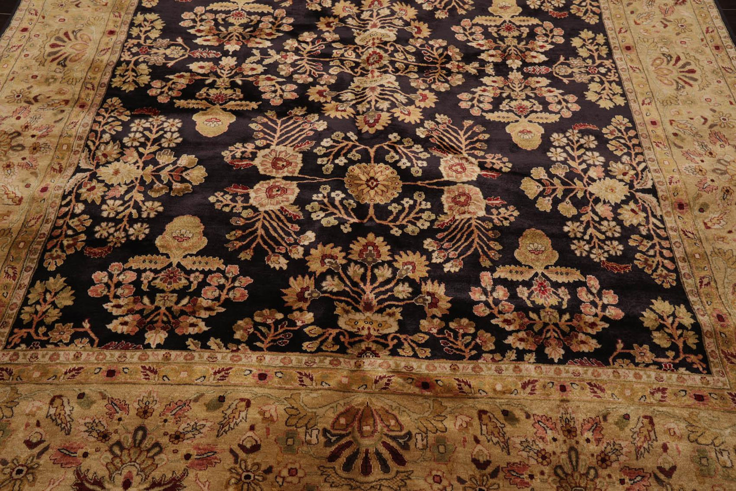 Hand Knotted Wool Sarouk 250KPSI Oriental Area Rug Dark Chocolate 7'11" x 9'10"