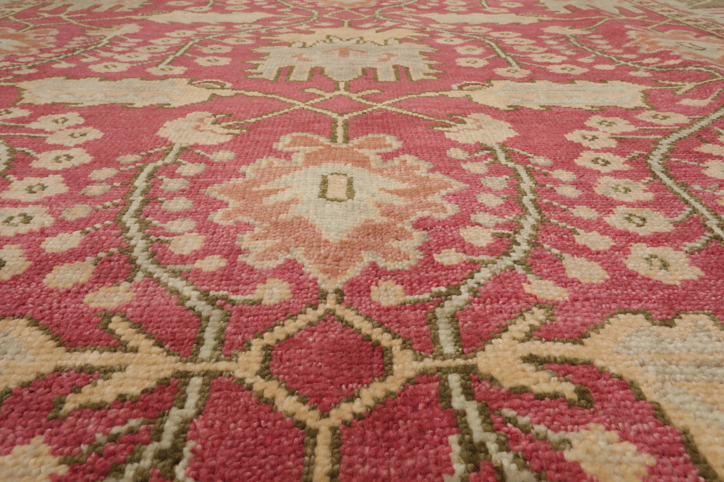 Multi Sizes Hand Knotted LoomBloom Muted Turkish Oushak 100% Wool Traditional Oriental Area Rug Raspberry, Sage Color
