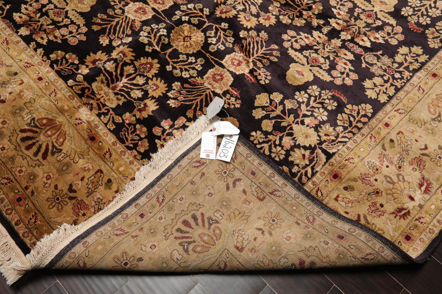 Hand Knotted Wool Sarouk 250KPSI Oriental Area Rug Dark Chocolate 7'11" x 9'10"