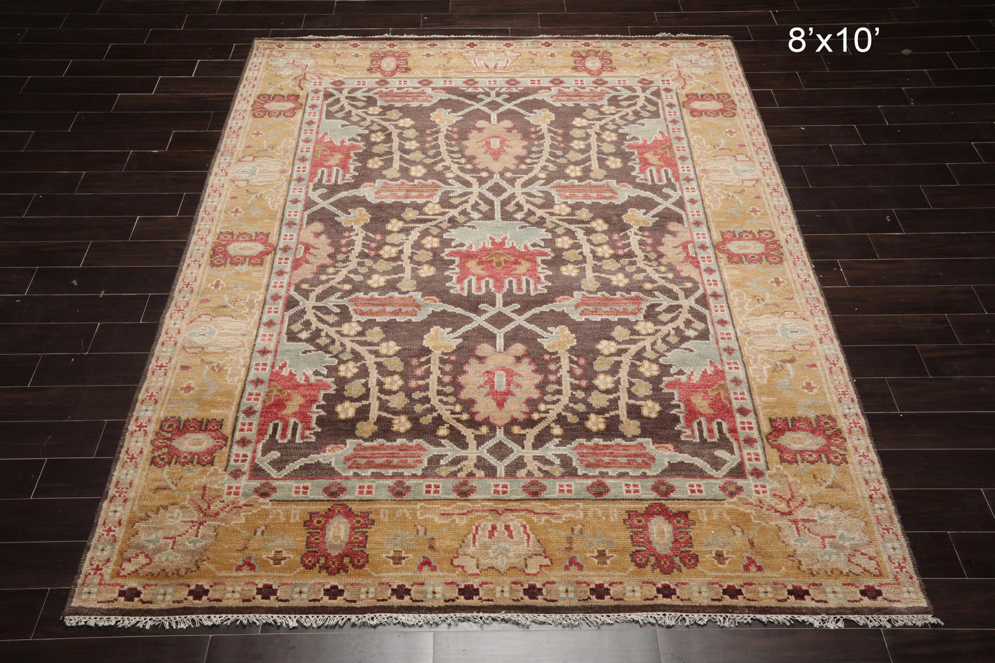 Multi Sizes Hand Knotted LoomBloom Muted Turkish Oushak 100% Wool Traditional  Oriental Area Rug Brown,Mustard Color