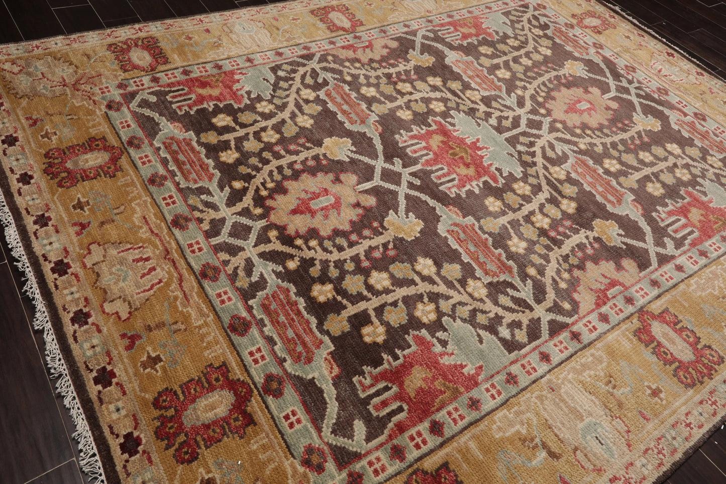 Multi Sizes Hand Knotted LoomBloom Muted Turkish Oushak 100% Wool Traditional  Oriental Area Rug Brown,Mustard Color