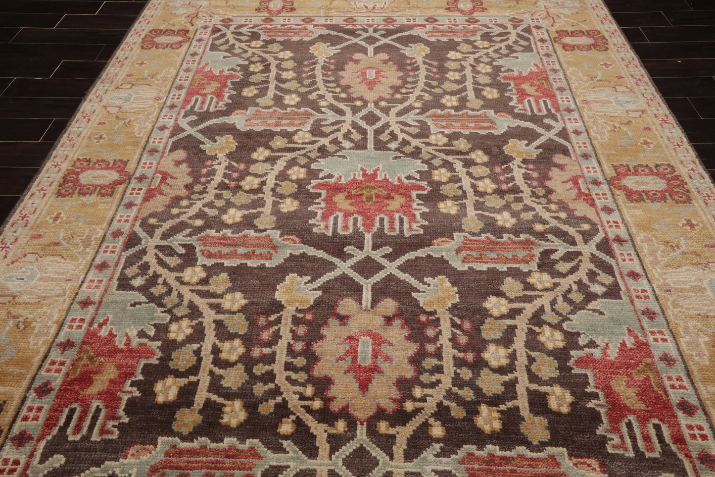 Multi Sizes Hand Knotted LoomBloom Muted Turkish Oushak 100% Wool Traditional  Oriental Area Rug Brown,Mustard Color