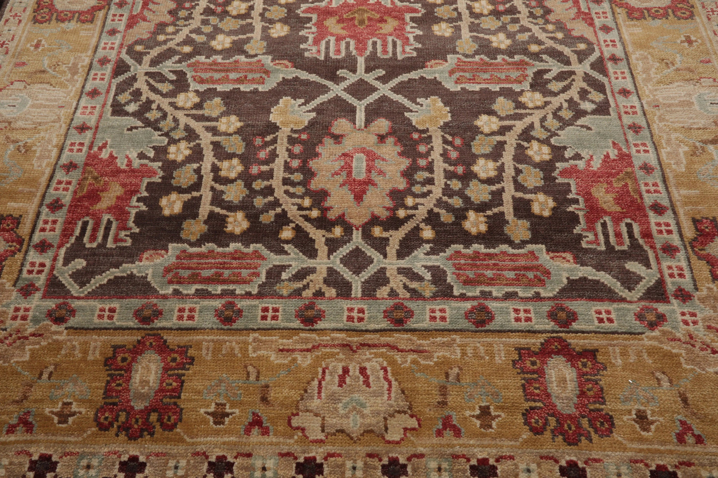 Multi Sizes Hand Knotted LoomBloom Muted Turkish Oushak 100% Wool Traditional  Oriental Area Rug Brown,Mustard Color
