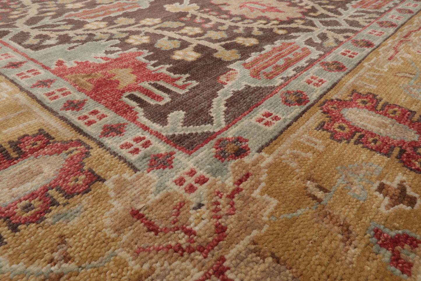 Multi Sizes Hand Knotted LoomBloom Muted Turkish Oushak 100% Wool Traditional  Oriental Area Rug Brown,Mustard Color