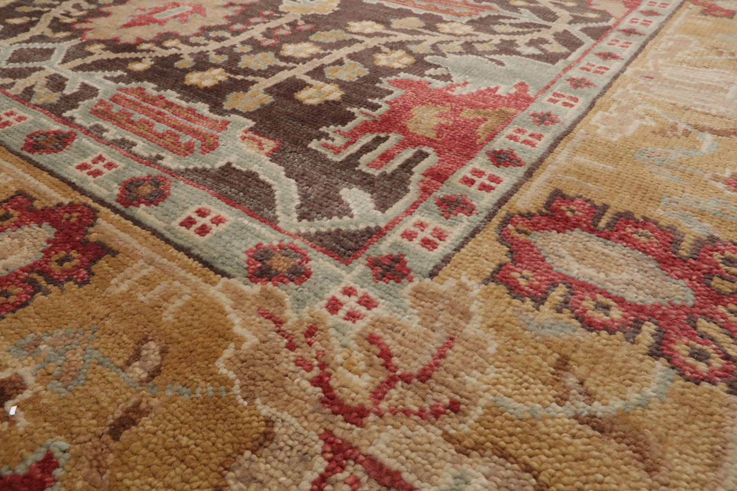 Multi Sizes Hand Knotted LoomBloom Muted Turkish Oushak 100% Wool Traditional  Oriental Area Rug Brown,Mustard Color