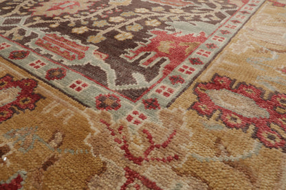 Multi Sizes Hand Knotted LoomBloom Muted Turkish Oushak 100% Wool Traditional  Oriental Area Rug Brown,Mustard Color