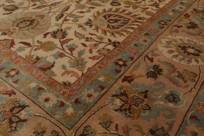 8' x 9'11" Hand Knotted Wool Traditional Agra 200 KPSI Oriental Area Rug Beige