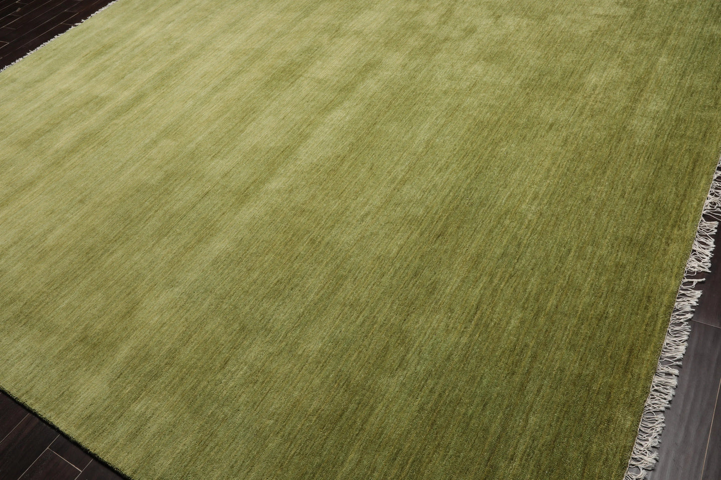 Multi Sizes Green Hand Loomed Wool Plain Solid Minimalist Modern Area Rug