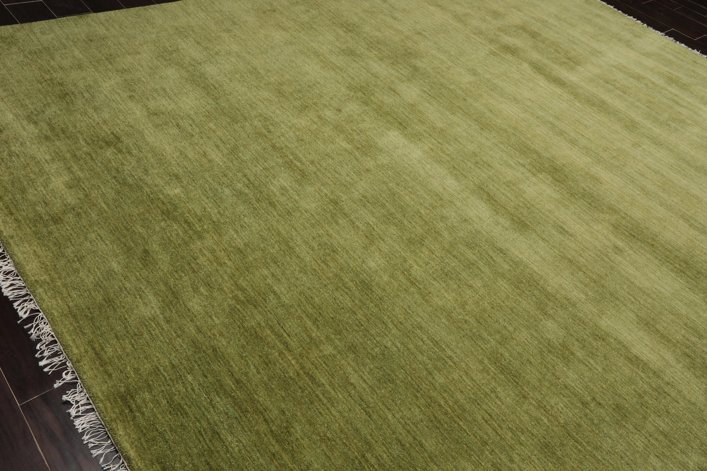 Multi Sizes Green Hand Loomed Wool Plain Solid Minimalist Modern Area Rug