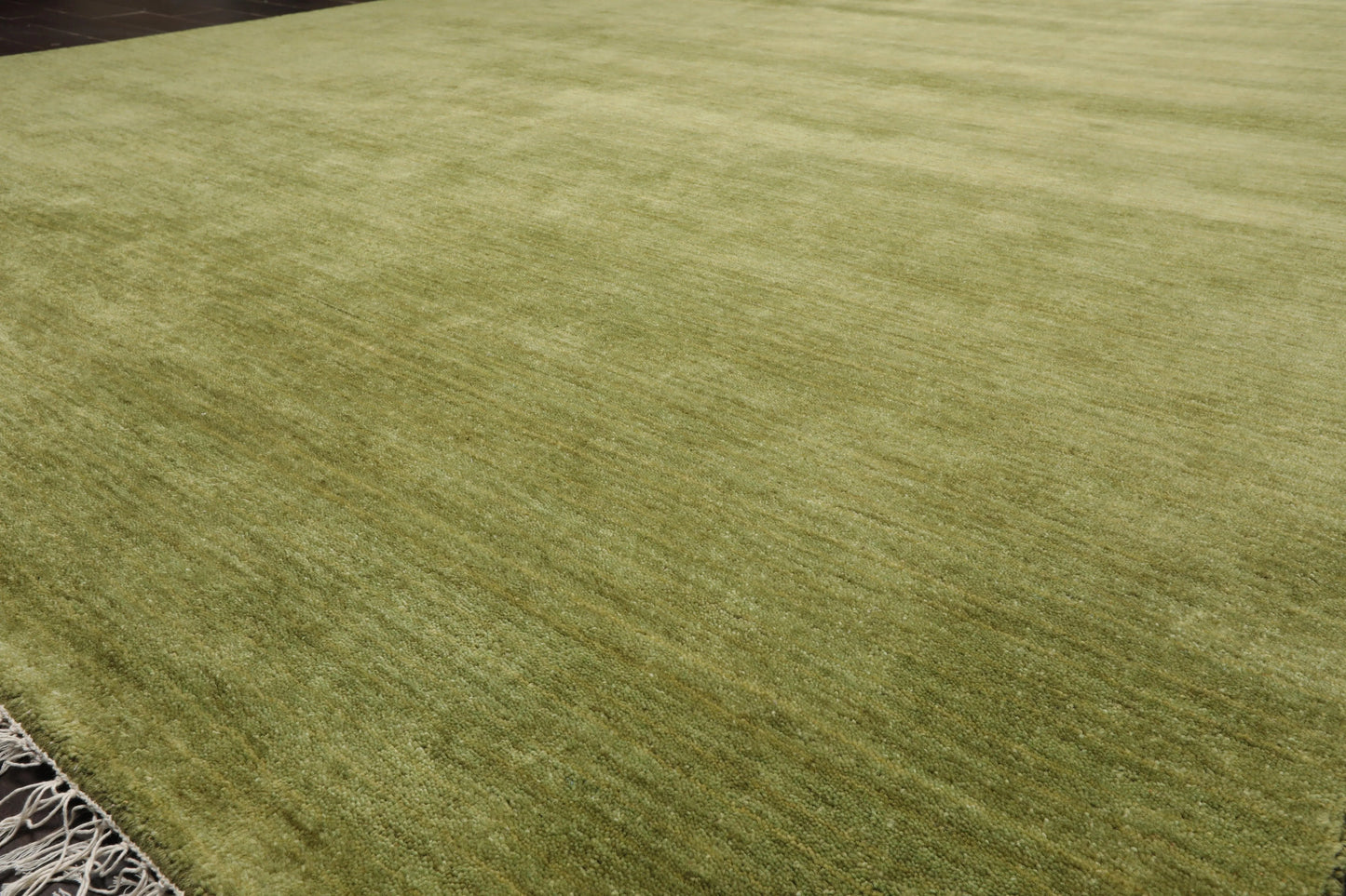 Multi Sizes Green Hand Loomed Wool Plain Solid Minimalist Modern Area Rug