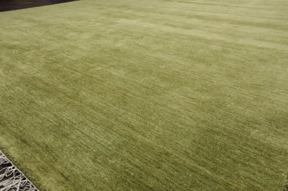 Multi Sizes Green Hand Loomed Wool Plain Solid Minimalist Modern Area Rug