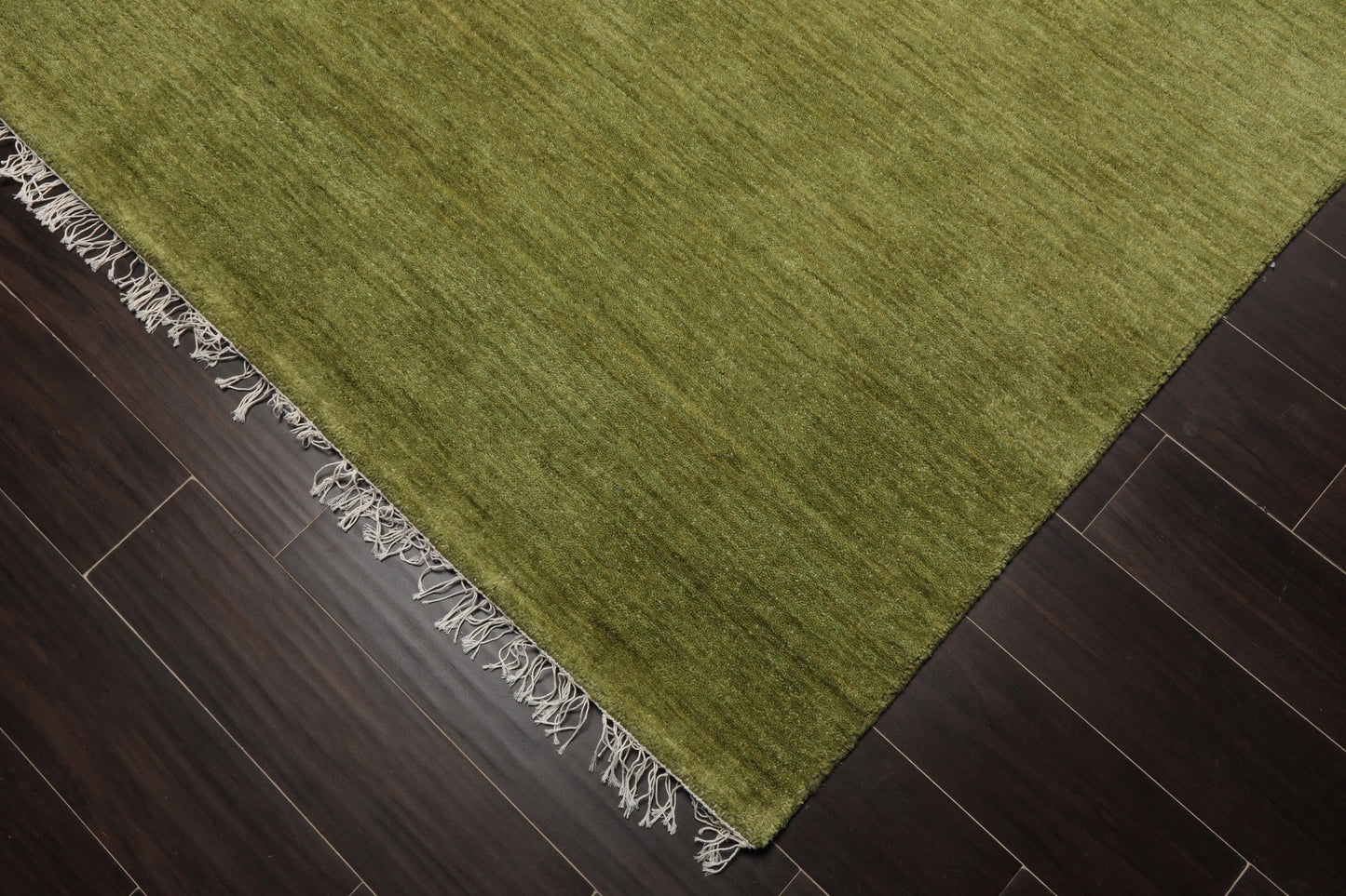 Multi Sizes Green Hand Loomed Wool Plain Solid Minimalist Modern Area Rug