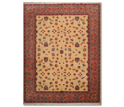 9’1" x 12’2" Hand Knotted Romanian Kashaan 100% Wool Oriental Area Rug Beige