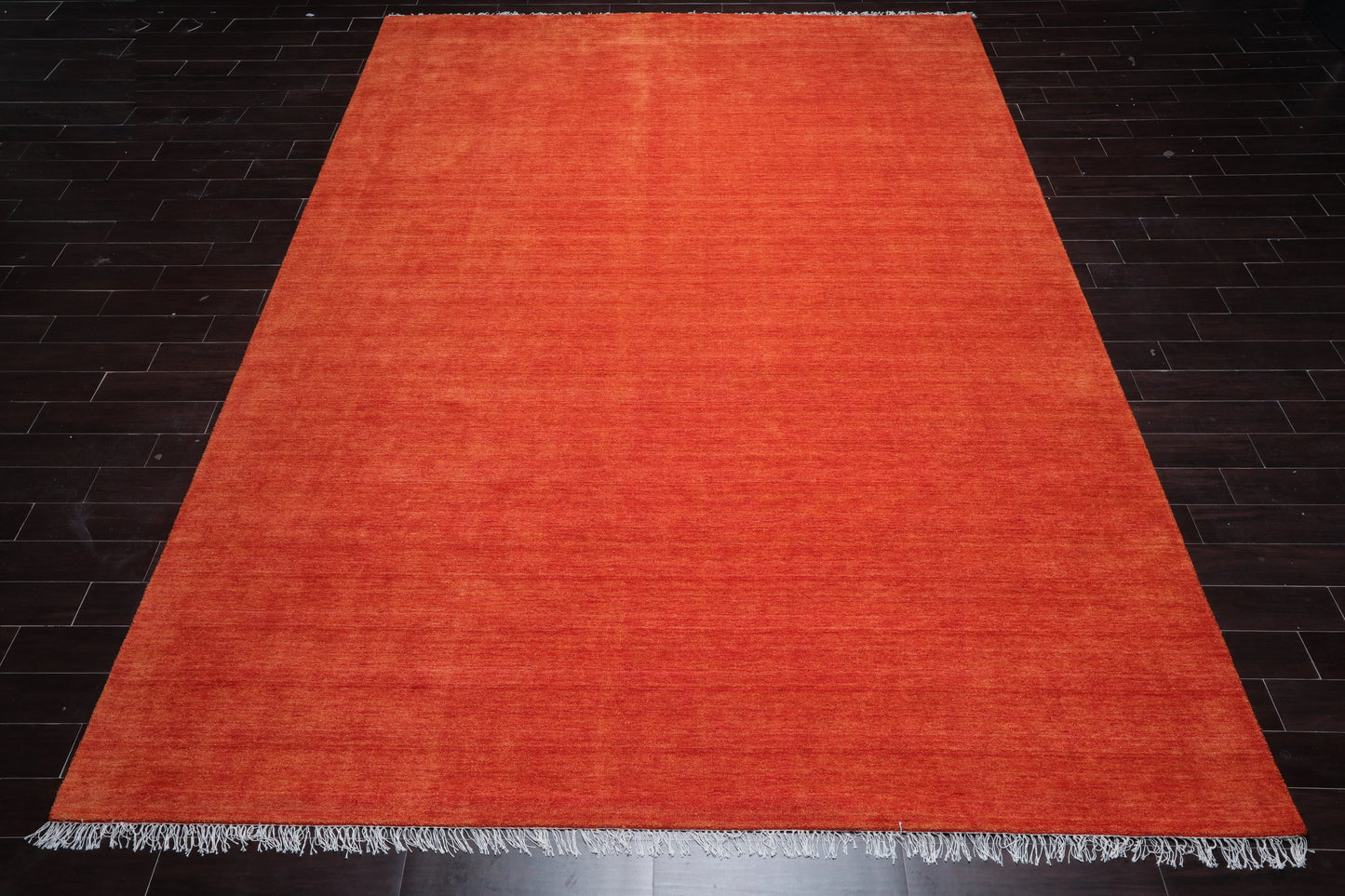 Multi Sizes Hand Loomed wool Plain Solid Minimalist Area Rug Burnt Orange
