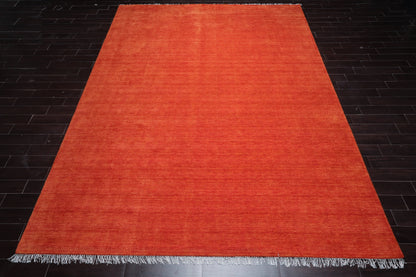 Multi Sizes Hand Loomed wool Plain Solid Minimalist Area Rug Burnt Orange