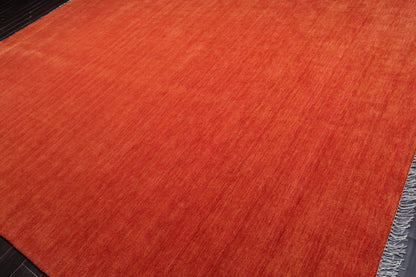 Multi Sizes Hand Loomed wool Plain Solid Minimalist Area Rug Burnt Orange
