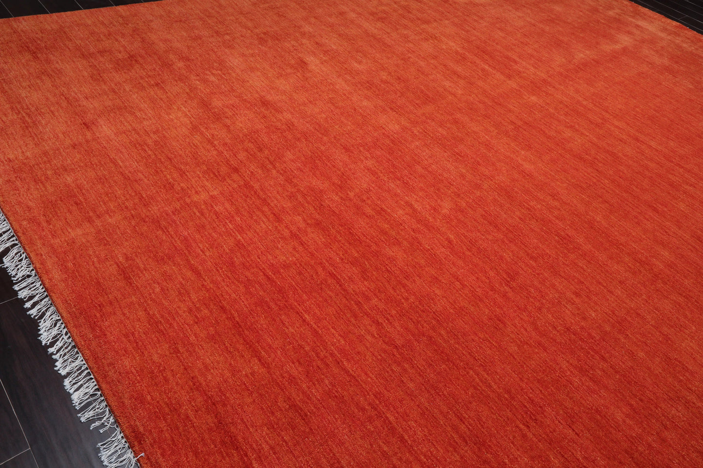 Multi Sizes Hand Loomed wool Plain Solid Minimalist Area Rug Burnt Orange
