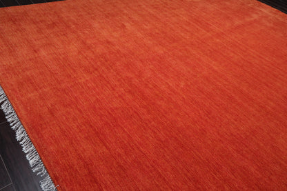 Multi Sizes Hand Loomed wool Plain Solid Minimalist Area Rug Burnt Orange