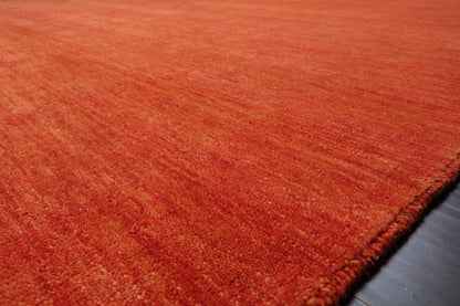 Multi Sizes Hand Loomed wool Plain Solid Minimalist Area Rug Burnt Orange