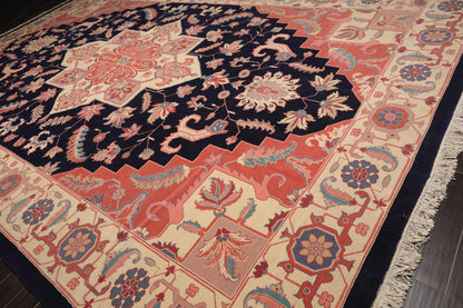 11'8" x 17'10" Palace Hand Knotted Wool Romanian Herizz Oriental Area Rug Navy