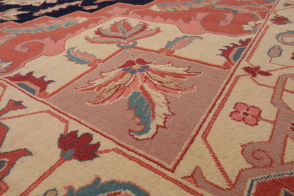 11'8" x 17'10" Palace Hand Knotted Wool Romanian Herizz Oriental Area Rug Navy