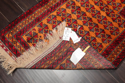 3' x 4'7" Hand Knotted 100% Wool Tribal Traditional Oriental Area Rug Orange Red