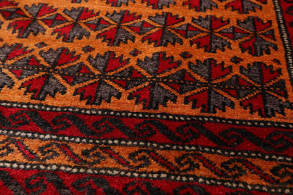 3' x 4'7" Hand Knotted 100% Wool Tribal Traditional Oriental Area Rug Orange Red