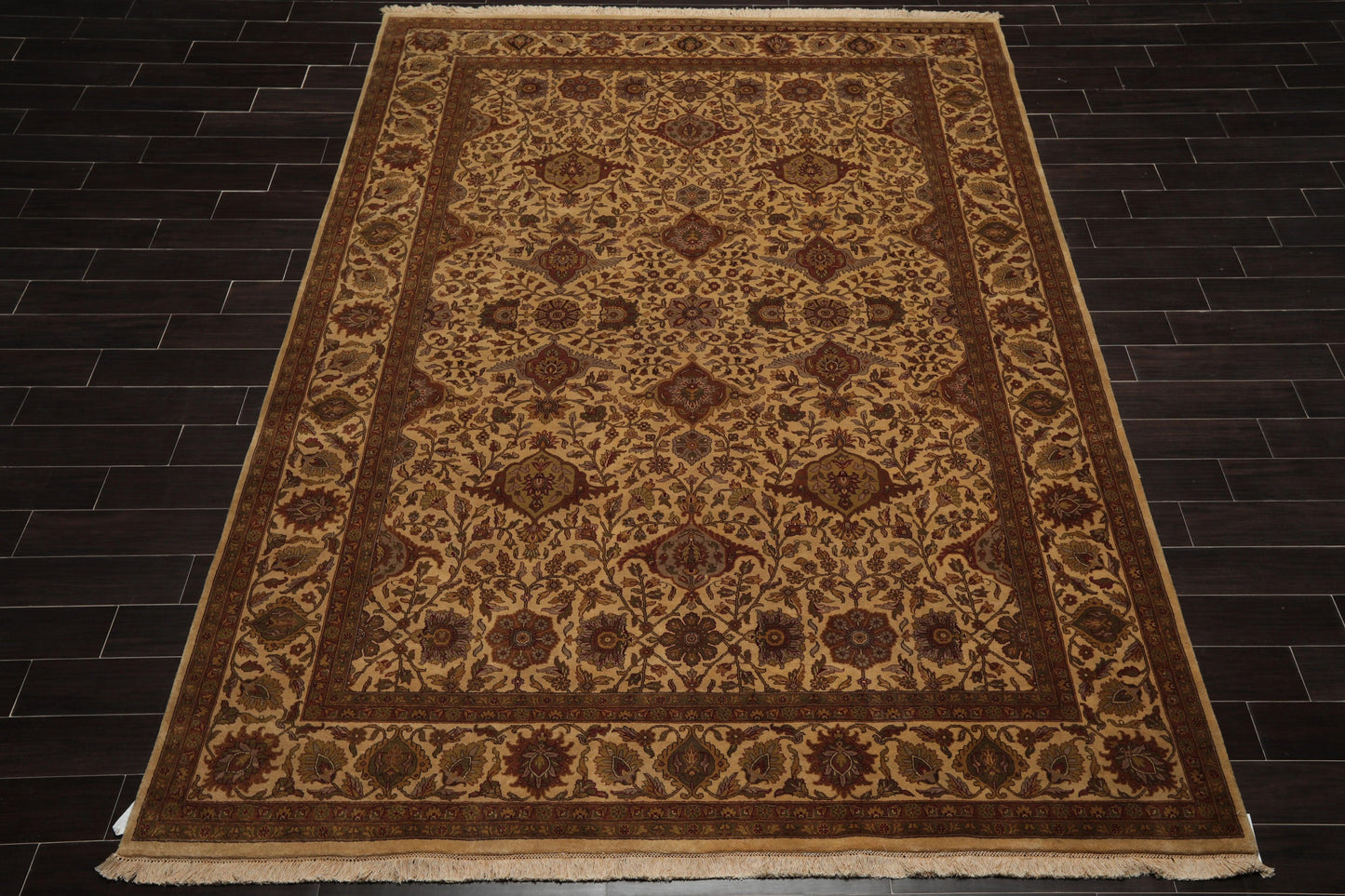 7'11" x 10'11" Hand Knotted 100% Wool 200 KPSI Jaipur Oriental Area Rug Tan