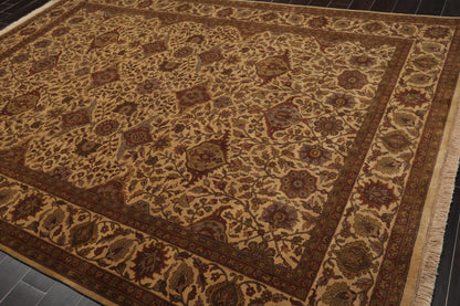 7'11" x 10'11" Hand Knotted 100% Wool 200 KPSI Jaipur Oriental Area Rug Tan