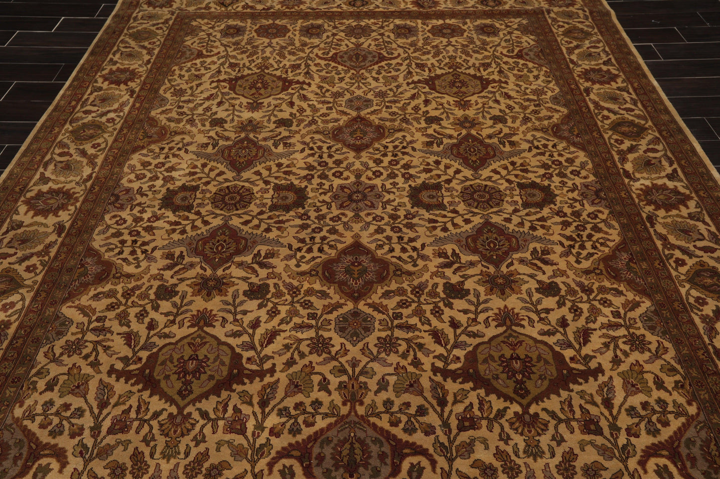 7'11" x 10'11" Hand Knotted 100% Wool 200 KPSI Jaipur Oriental Area Rug Tan