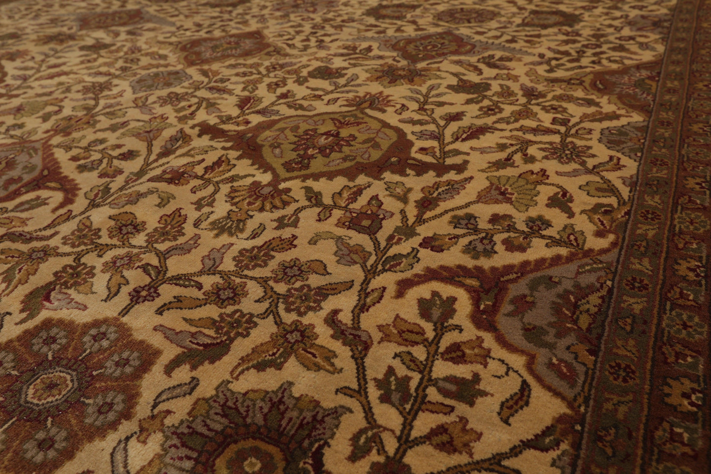 7'11" x 10'11" Hand Knotted 100% Wool 200 KPSI Jaipur Oriental Area Rug Tan