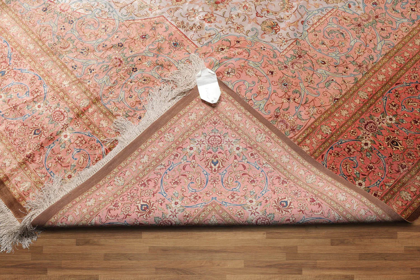 9x12 Gray, Blush Hand Knotted 100% Silk Traditional Authentic Kum 500 KPSI Oriental Area Rug