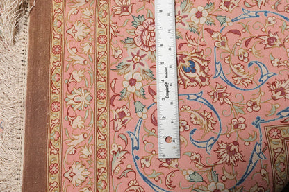 9x12 Gray, Blush Hand Knotted 100% Silk Traditional Authentic Kum 500 KPSI Oriental Area Rug