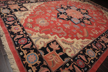 11'11'' x 17'10'' Rare Romanian Hand Knotted 100% Wool Seraapi Area Rug Coral