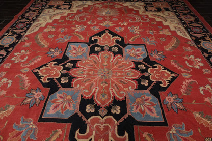 11'11'' x 17'10'' Rare Romanian Hand Knotted 100% Wool Seraapi Area Rug Coral