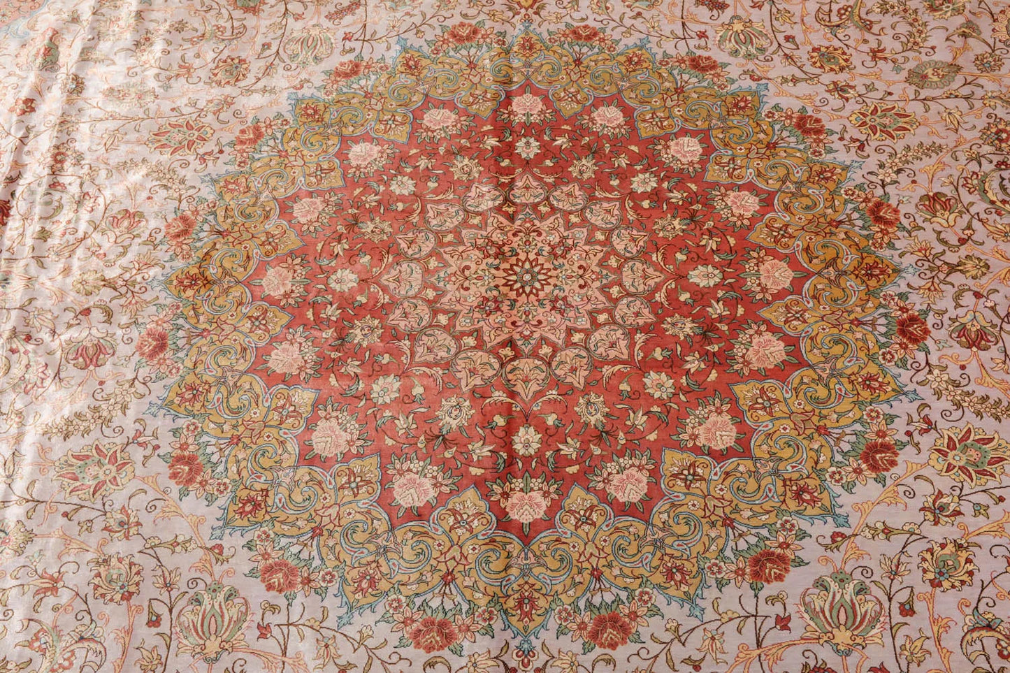 9x12 Gray, Blush Hand Knotted 100% Silk Traditional Authentic Kum 500 KPSI Oriental Area Rug