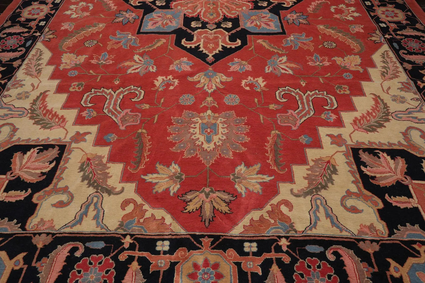 11'11'' x 17'10'' Rare Romanian Hand Knotted 100% Wool Seraapi Area Rug Coral