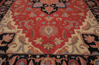 11'11'' x 17'10'' Rare Romanian Hand Knotted 100% Wool Seraapi Area Rug Coral