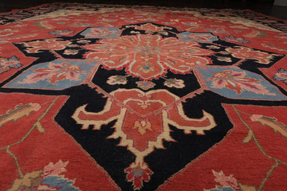 11'11'' x 17'10'' Rare Romanian Hand Knotted 100% Wool Seraapi Area Rug Coral