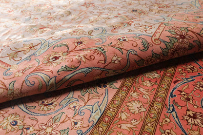 9x12 Gray, Blush Hand Knotted 100% Silk Traditional Authentic Kum 500 KPSI Oriental Area Rug