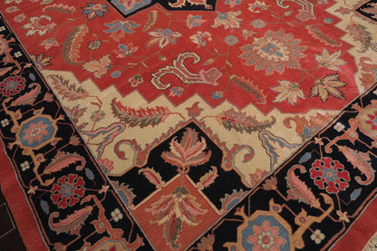 11'11'' x 17'10'' Rare Romanian Hand Knotted 100% Wool Seraapi Area Rug Coral