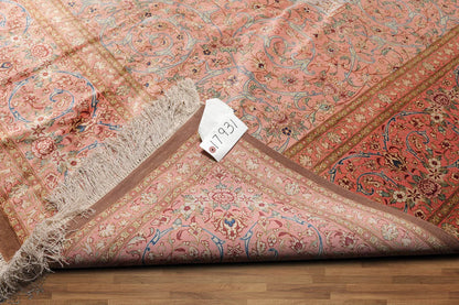 9x12 Gray, Blush Hand Knotted 100% Silk Traditional Authentic Kum 500 KPSI Oriental Area Rug