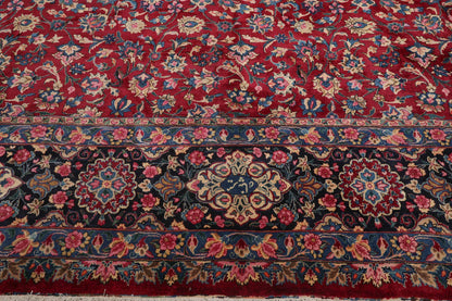 13'x18'8'' Palace Burgundy, Navy Hand Knotted Persian 100% Wool Traditional Mashad 200 KPSI Oriental Area Rug